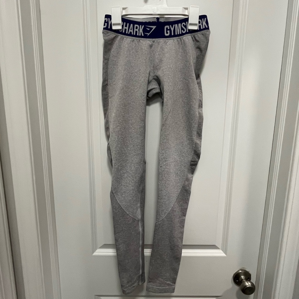 Gymshark Leggings With Logo Waistband Gray And Purple Size Small EUC